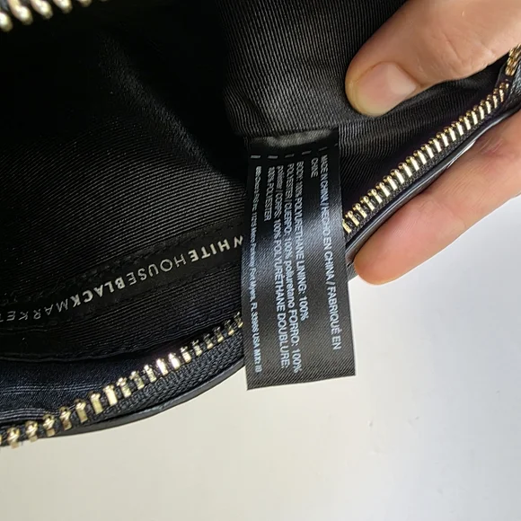 White House Black Market Black Vegan Leather Wristlet Sunflowers Flowers NWOT - Picture 5 of 6